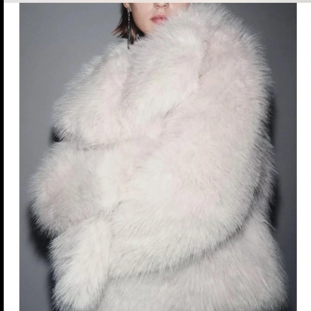 ZARA Cream Faux Fur Teddy Jacket - Picture 4 of 7